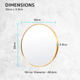2 Set 50cm Wall Mirror Round Bathroom - GOLD - Extra Image