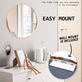 2 Set 50cm Wall Mirror Round Bathroom - GOLD - Extra Image