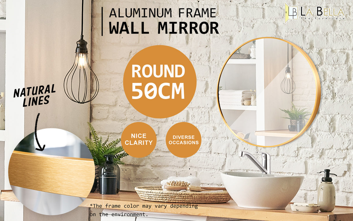 50cm Wall Mirror Round Bathroom - GOLD