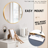 60cm Wall Mirror Round Bathroom - GOLD - Extra Image