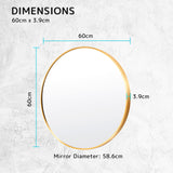 60cm Wall Mirror Round Bathroom - GOLD - Extra Image