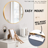 70cm Wall Mirror Round Bathroom - GOLD