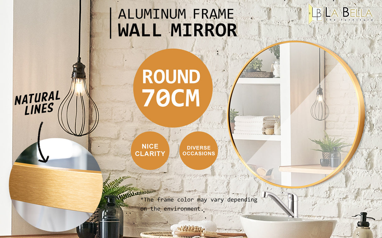 70cm Wall Mirror Round Bathroom - GOLD