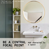 2 Set 80cm Wall Mirror Round Bathroom - GOLD - Close-Up Angle