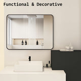 2 Set 60x80cm Rectangular Wall Mirror Bathroom - BLACK - Extra Image
