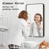 2 Set 60x80cm Rectangular Wall Mirror Bathroom - BLACK - Low Angle