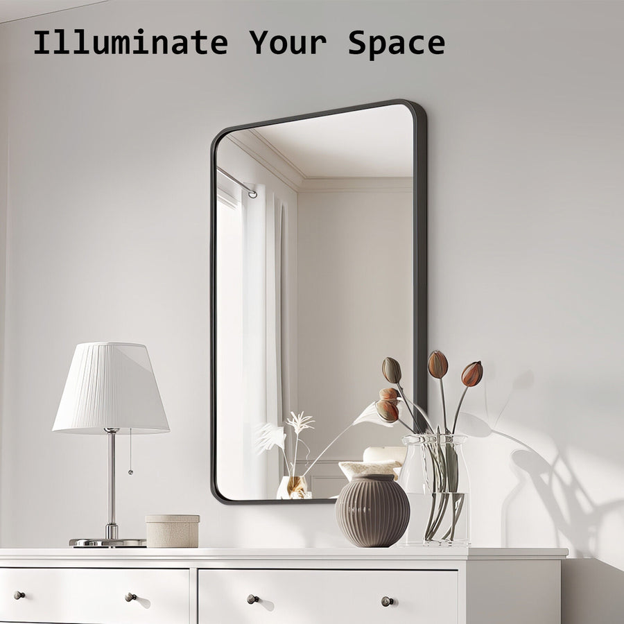 60x80cm Rectangular Wall Mirror Bathroom - BLACK