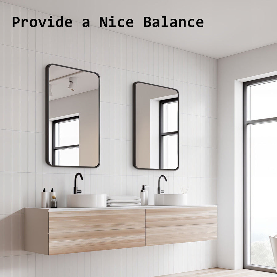 60x80cm Rectangular Wall Mirror Bathroom - BLACK