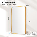 60x80cm Rectangular Wall Mirror Bathroom - GOLD - Extra Image