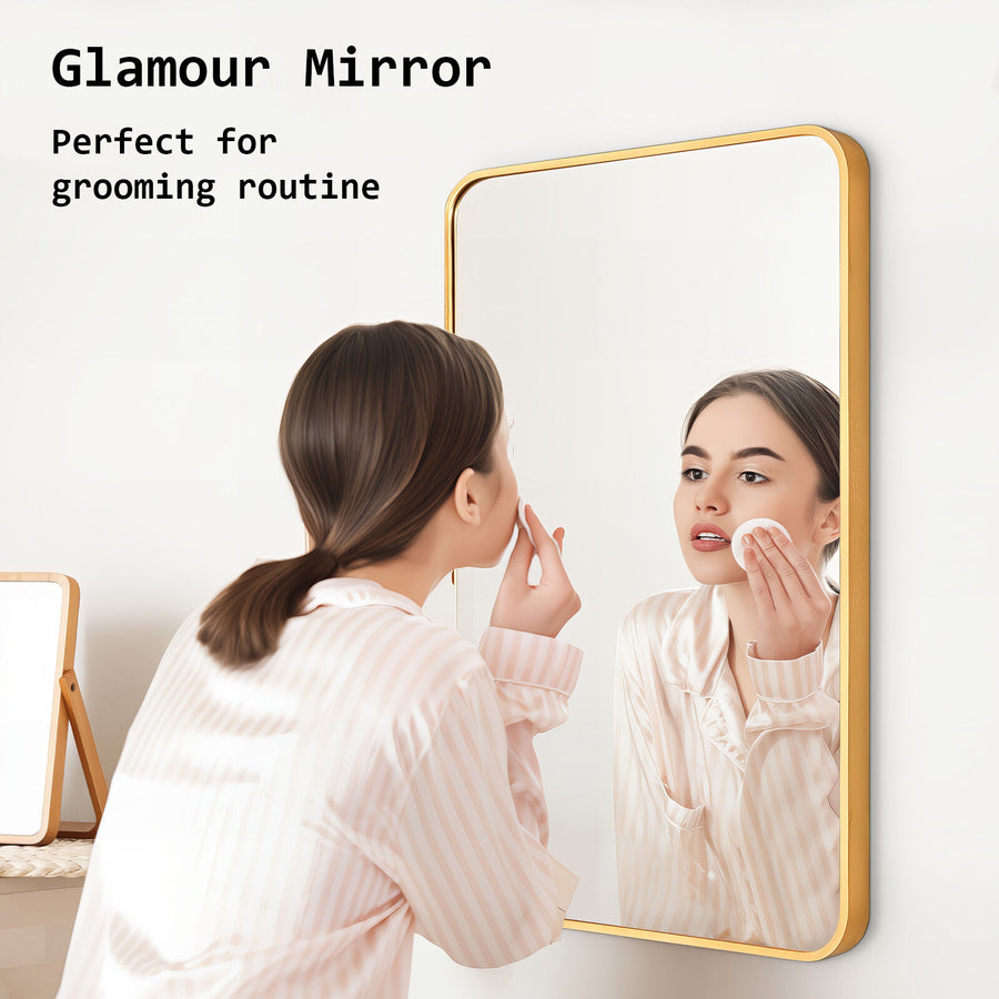 60x80cm Rectangular Wall Mirror Bathroom - GOLD