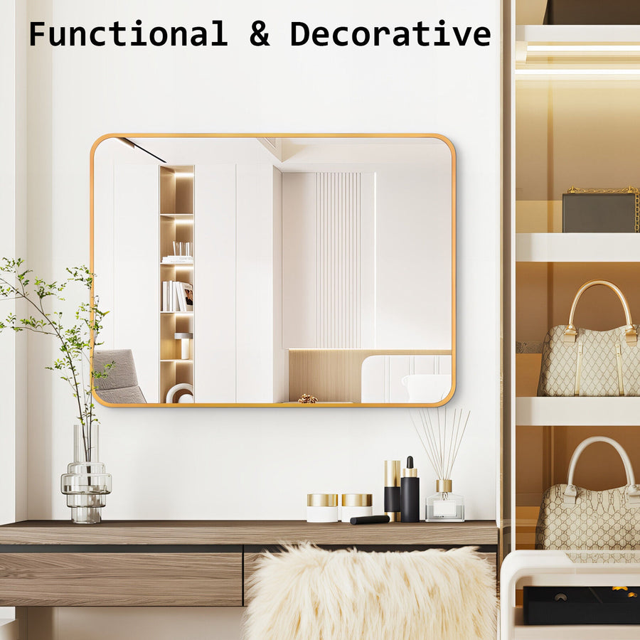 60x80cm Rectangular Wall Mirror Bathroom - GOLD