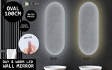2 Set 45x100cm LED Wall Mirror Oval Bathroom - Front View