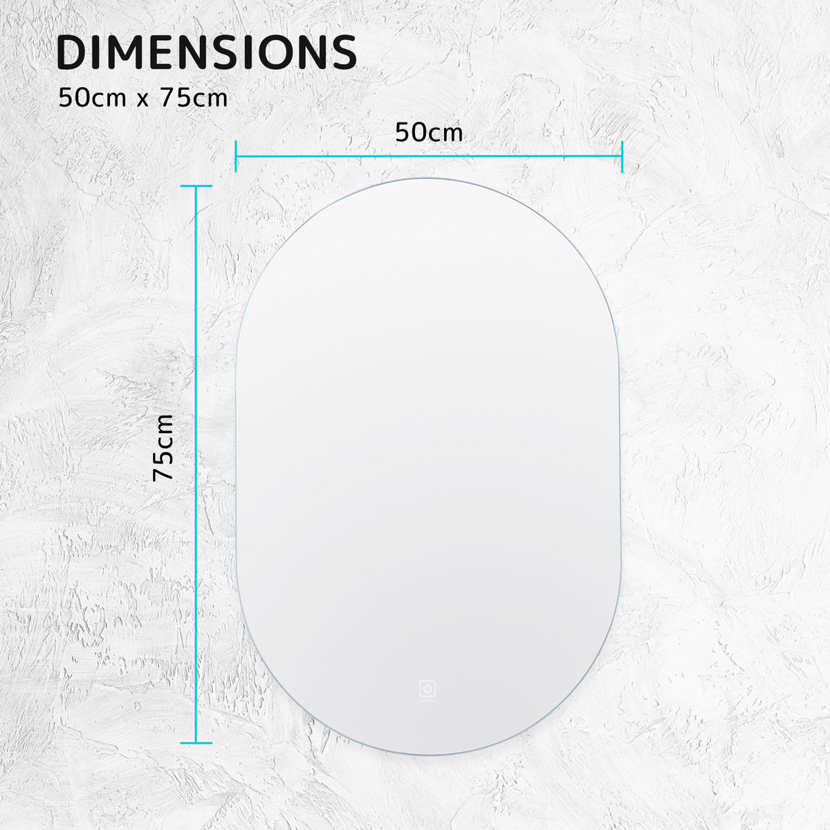 50x75cm LED Wall Mirror Oval Bathroom