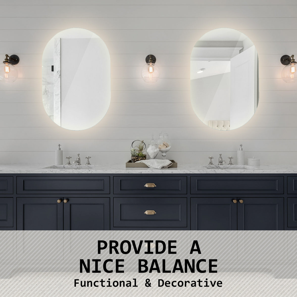 50x75cm LED Wall Mirror Oval Bathroom