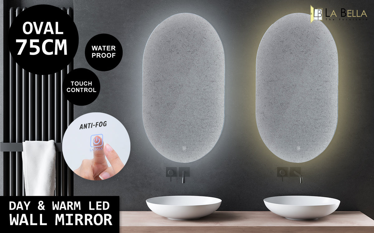 50x75cm LED Wall Mirror Oval Bathroom