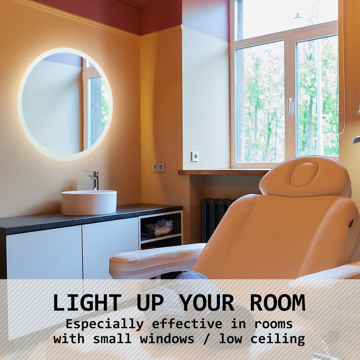 2 Set 60cm LED Wall Mirror Round Bathroom
