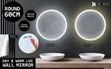 2 Set 60cm LED Wall Mirror Round Bathroom - Front View