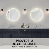 2 Set 70cm LED Wall Mirror Round Bathroom