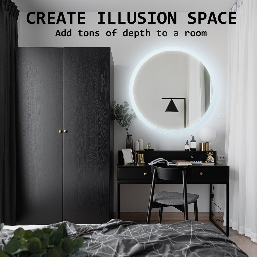 80cm LED Wall Mirror Round Bathroom