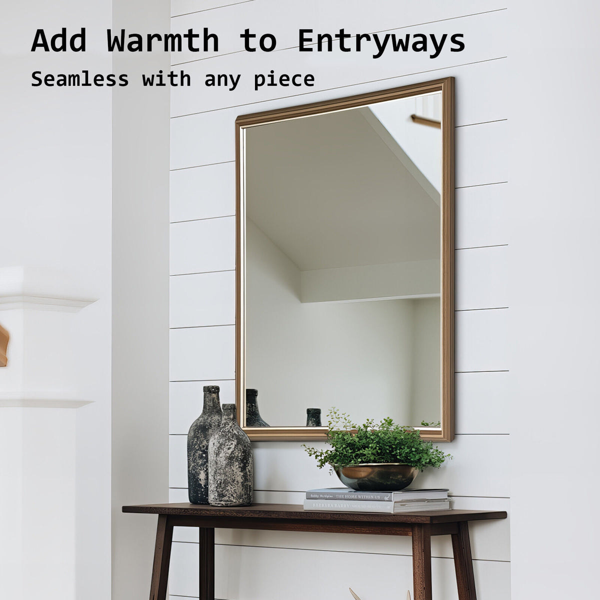 70x90cm Wall Mirror PS Polystyrene Bathroom - Antique Brown