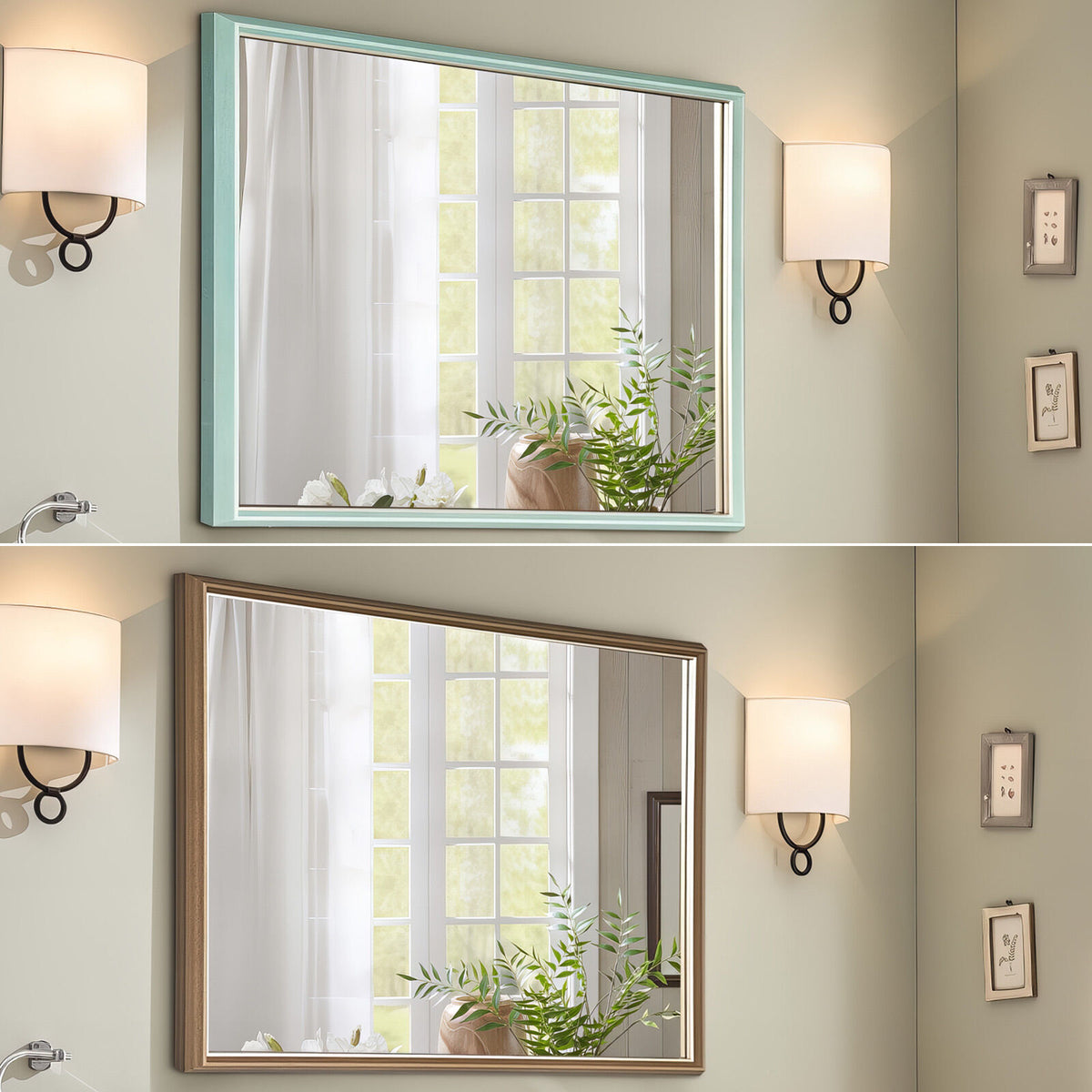 2 Set 70x90cm Wall Mirror PS Polystyrene Bathroom - Turquoise Blue