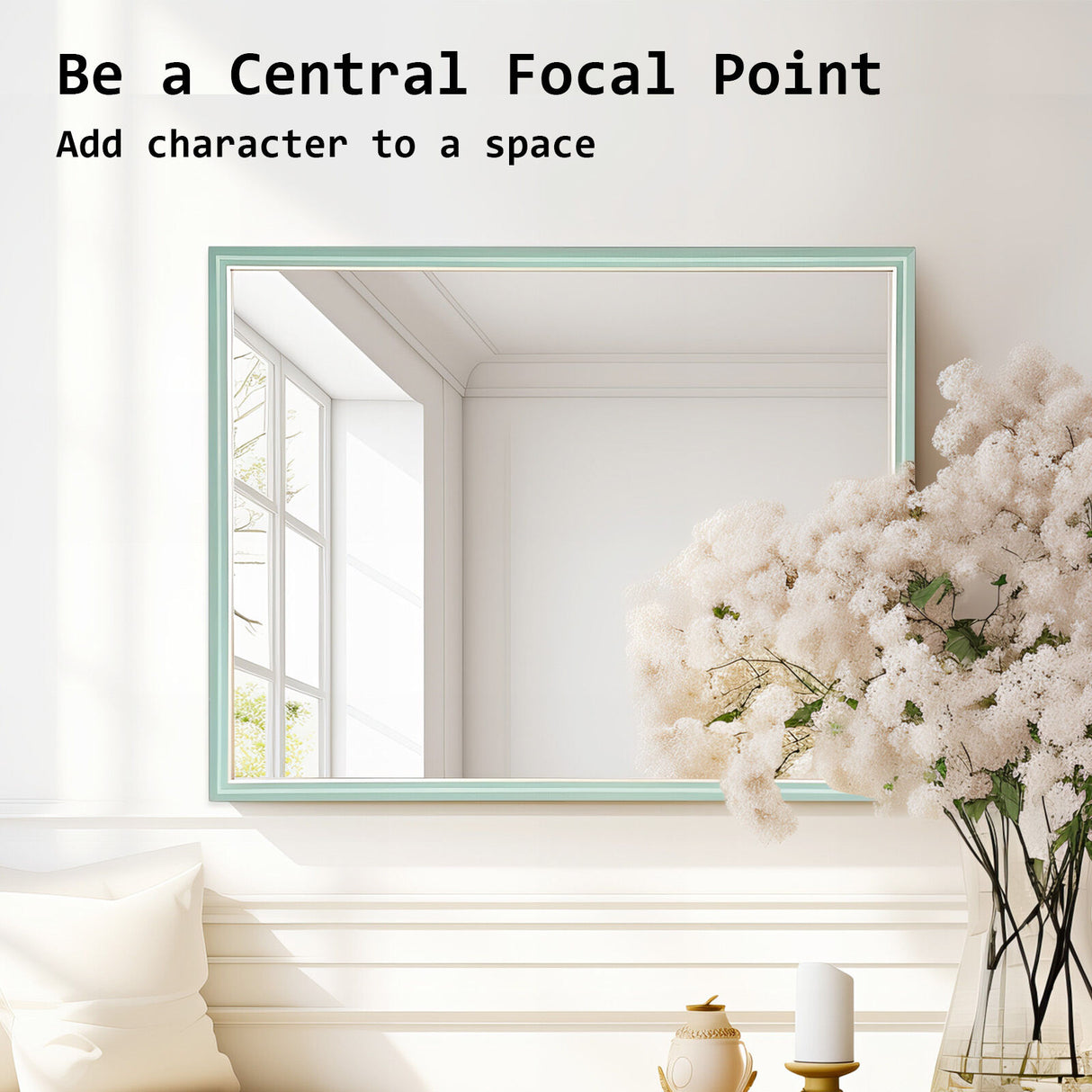 70x90cm Wall Mirror PS Polystyrene Bathroom - Turquoise Blue