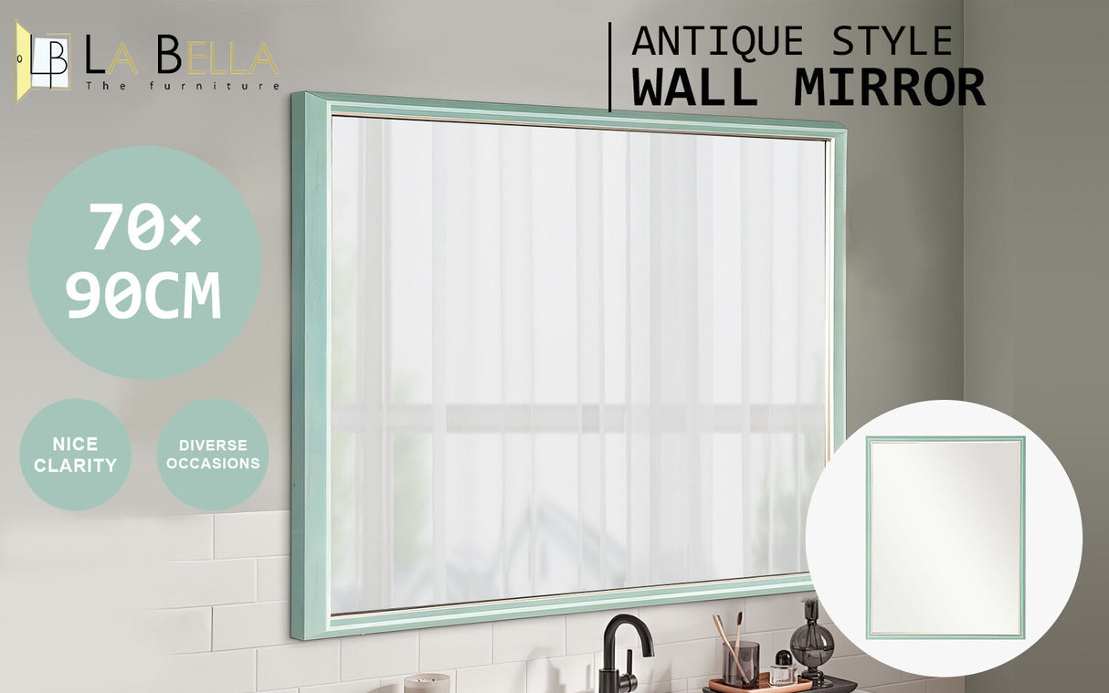 70x90cm Wall Mirror PS Polystyrene Bathroom - Turquoise Blue