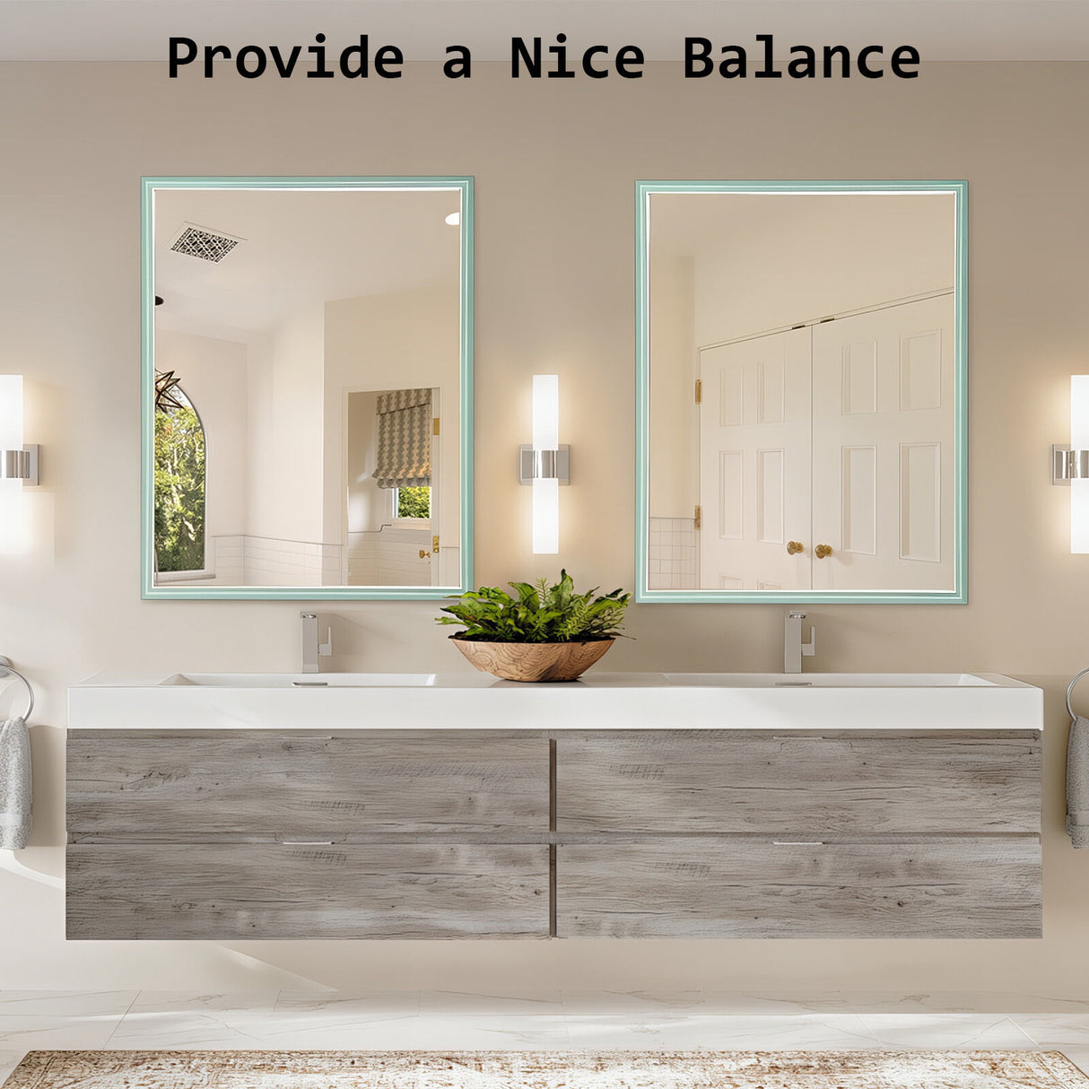 70x90cm Wall Mirror PS Polystyrene Bathroom - Turquoise Blue