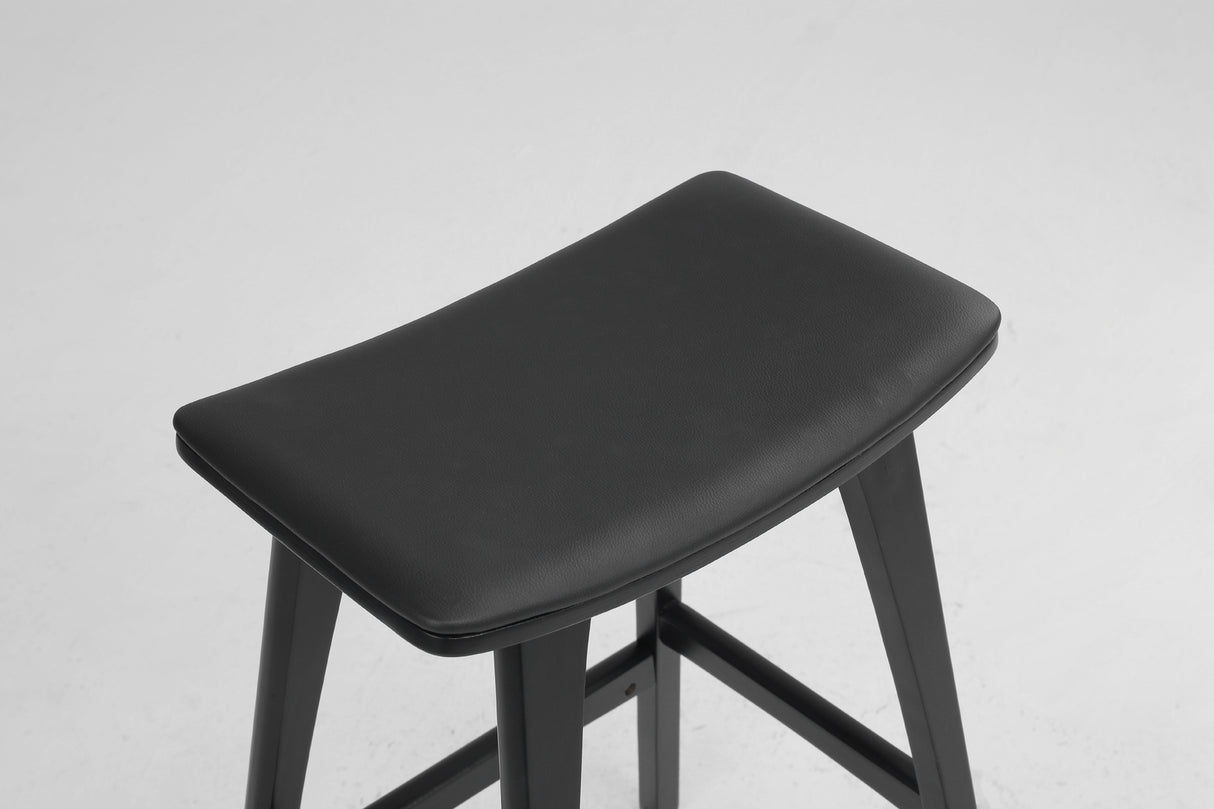 2X 65cm Wooden Bar Stool Padded PU Leather KANSO - BLACK