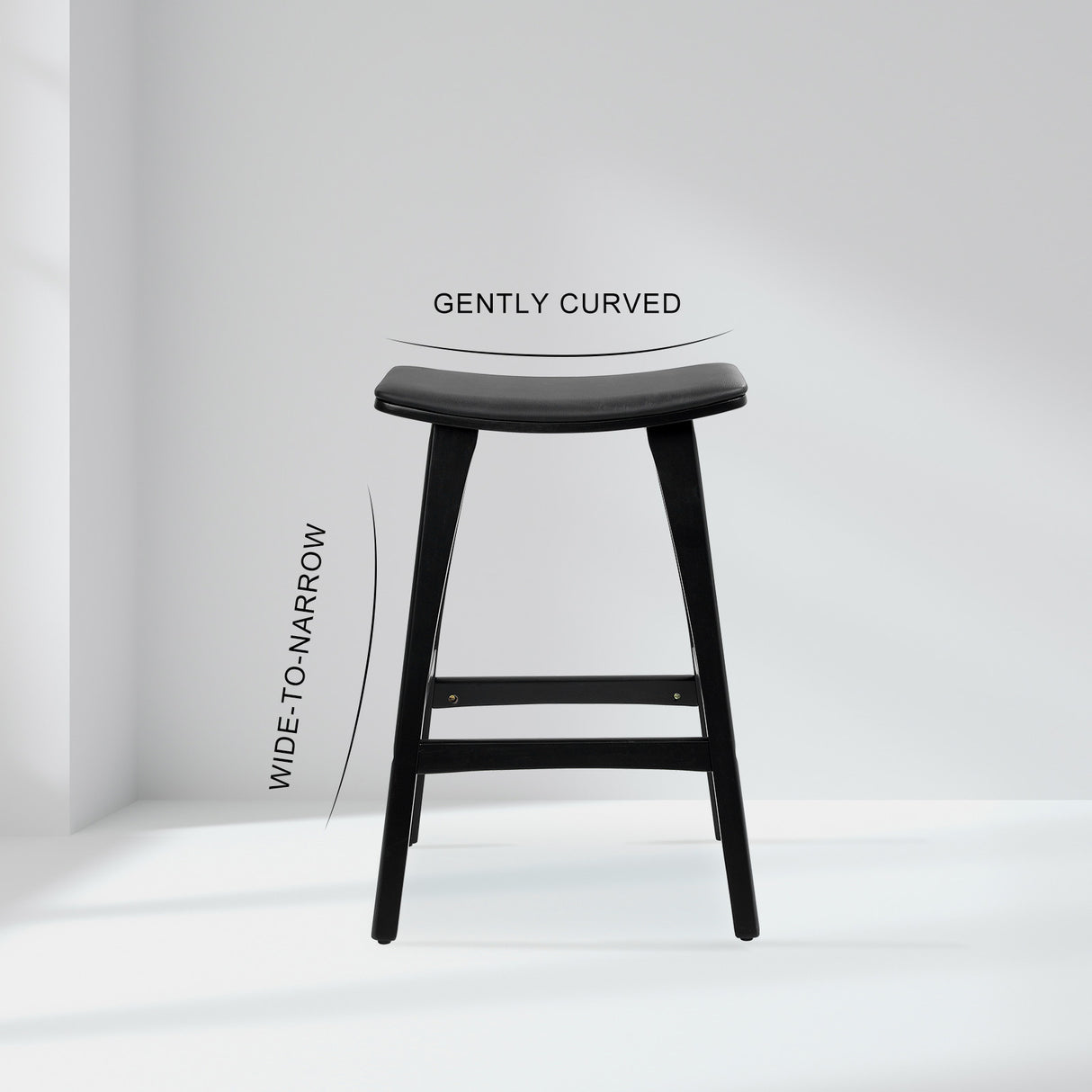 4X 65cm Wooden Bar Stool Padded PU Leather KANSO - BLACK