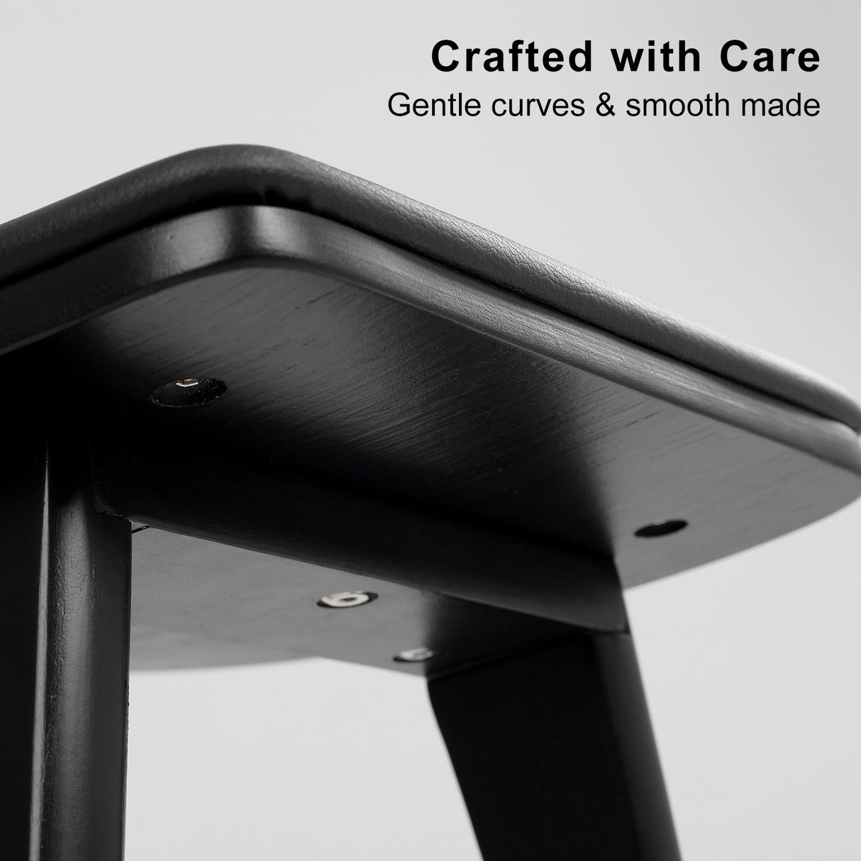 4X 65cm Wooden Bar Stool Padded PU Leather KANSO - BLACK