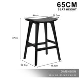4X 65cm Wooden Bar Stool Padded PU Leather KANSO - BLACK