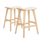 2X 65cm Wooden Bar Stool Padded Fabric KANSO - BEIGE
