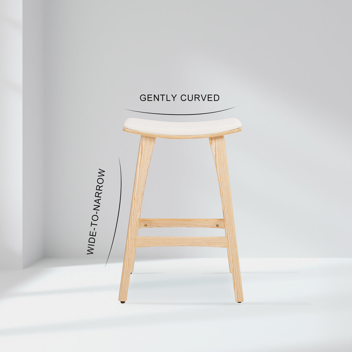 2X 65cm Wooden Bar Stool Padded Fabric KANSO - BEIGE