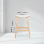 2X 65cm Wooden Bar Stool Padded Fabric KANSO - BEIGE