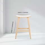 4X 65cm Wooden Bar Stool Padded Fabric KANSO - BEIGE