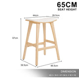 4X 65cm Wooden Bar Stool Padded Fabric KANSO - BEIGE