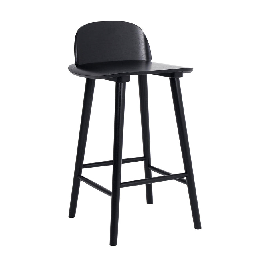 65cm Wooden Bar Stool Ash Wood ELISE - BLACK