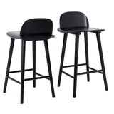 2X 65cm Wooden Bar Stool Ash Wood ELISE - BLACK