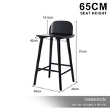 2X 65cm Wooden Bar Stool Ash Wood ELISE - BLACK - Extra Image