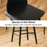 65cm Wooden Bar Stool Ash Wood ELISE - BLACK