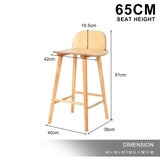 2X 65cm Wooden Bar Stool Ash Wood ELISE - Extra Image