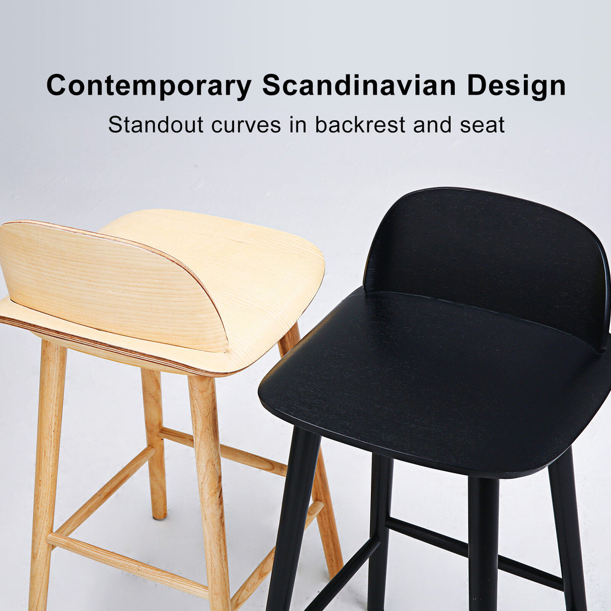 65cm Wooden Bar Stool Ash Wood ELISE