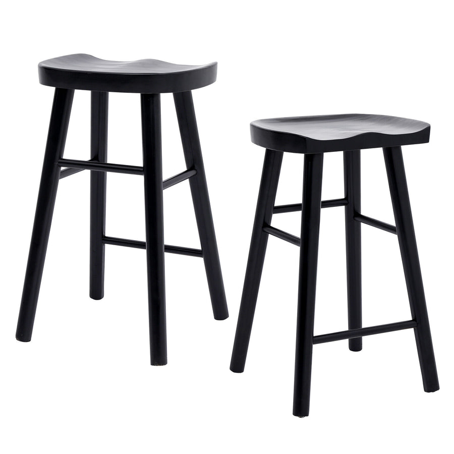 2X 65cm Wooden Bar Stool Pine Wood FRIDA - BLACK