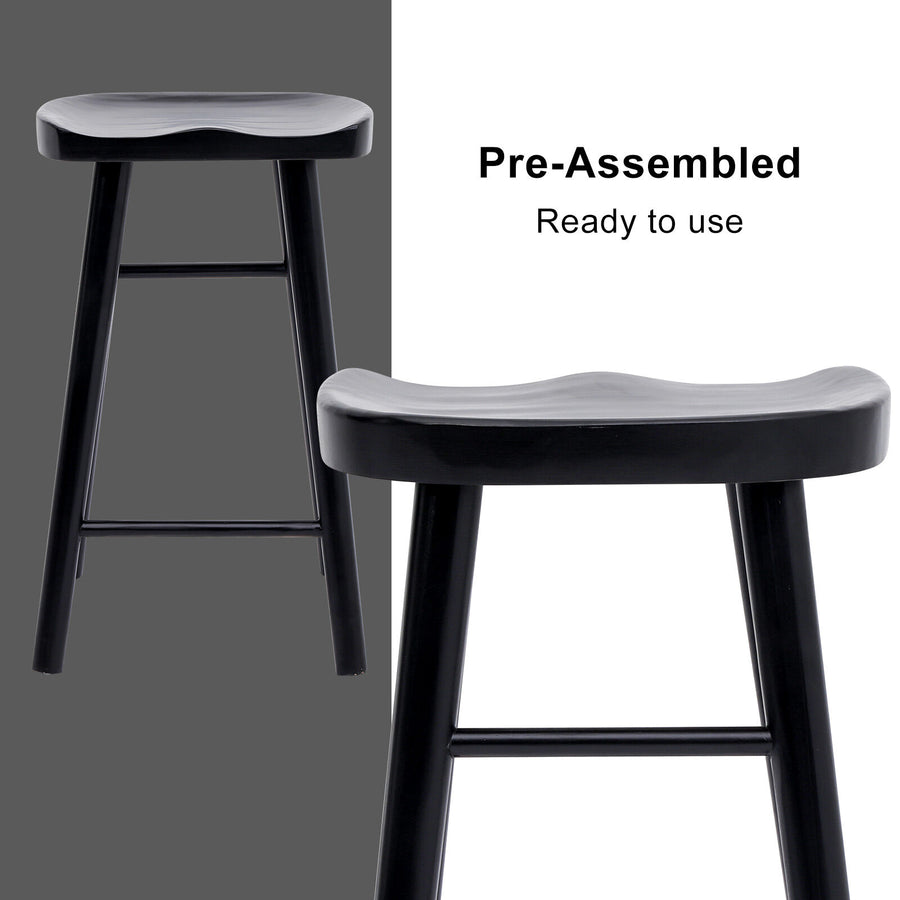 2X 65cm Wooden Bar Stool Pine Wood FRIDA - BLACK