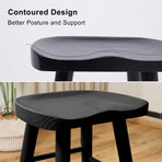 2X 65cm Wooden Bar Stool Pine Wood FRIDA - BLACK