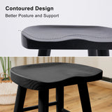 2X 65cm Wooden Bar Stool Pine Wood FRIDA - BLACK - 45-Degree Angle