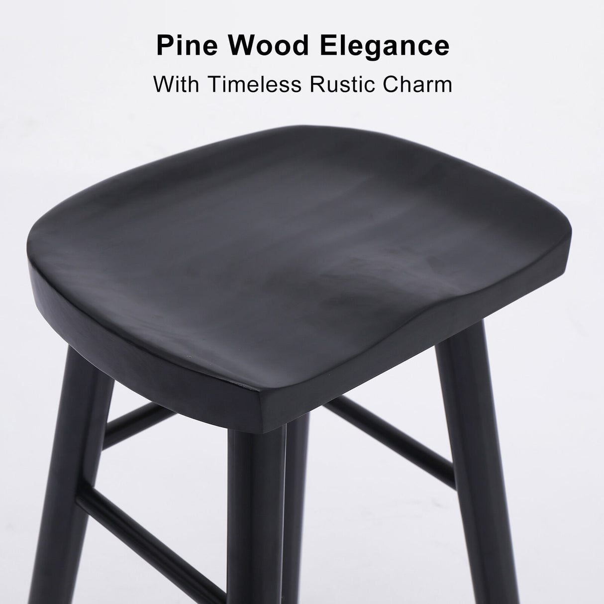 2X 65cm Wooden Bar Stool Pine Wood FRIDA - BLACK