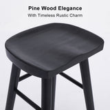 2X 65cm Wooden Bar Stool Pine Wood FRIDA - BLACK