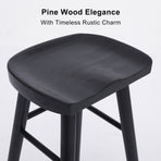 2X 65cm Wooden Bar Stool Pine Wood FRIDA - BLACK